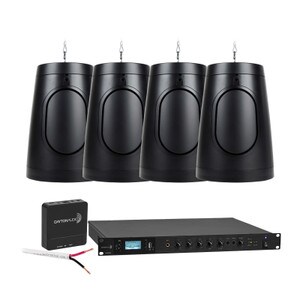 Commercial Four Speaker Sound System for Small Cafe Bar Restaurant Brewery Starter Package with FREE Wi-Fi Streamer Black